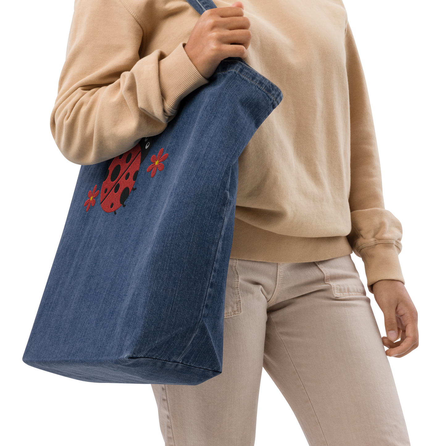 Organic denim tote bag