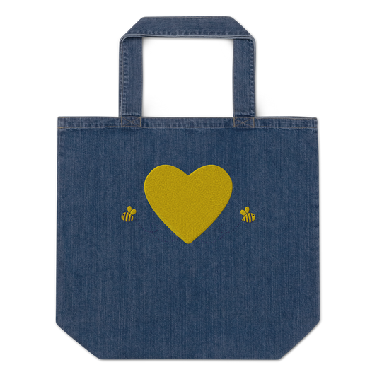 Organic denim tote bag