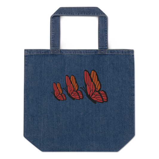 Organic denim tote bag