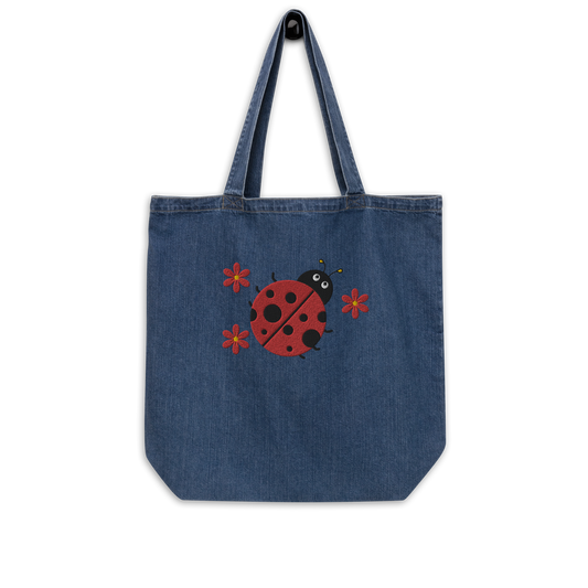 Organic denim tote bag