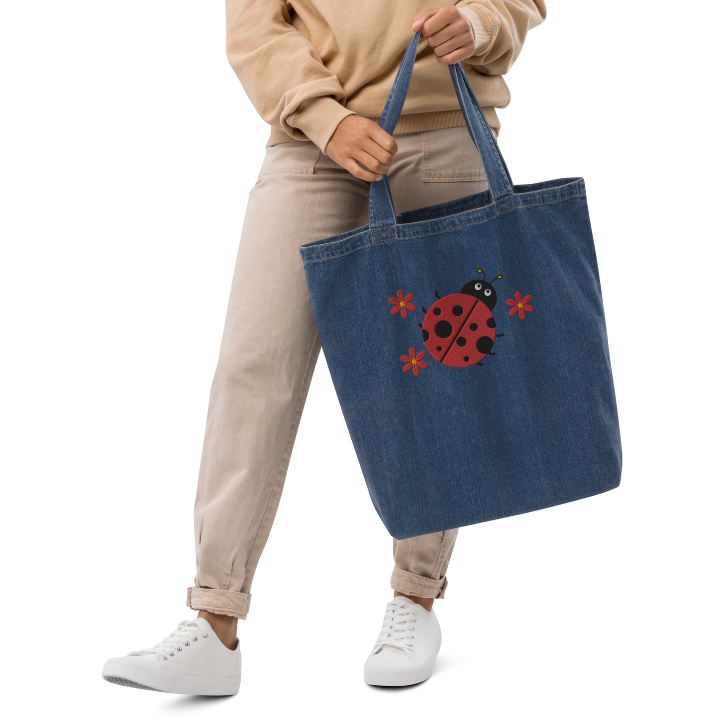 Organic denim tote bag