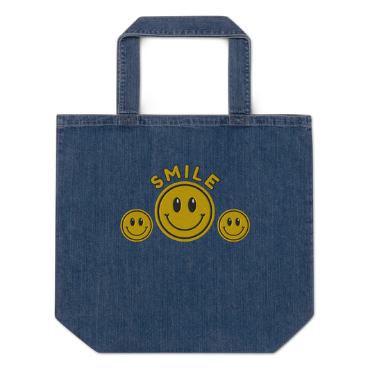 Organic denim tote bag